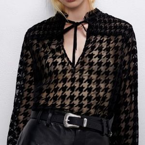 Sheer Houndstooth blouse